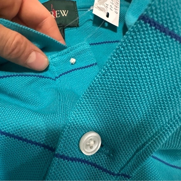 J crew Piqué polo shirt in stripe Turquoise Blue Wave Stripes - Picture 6 of 6